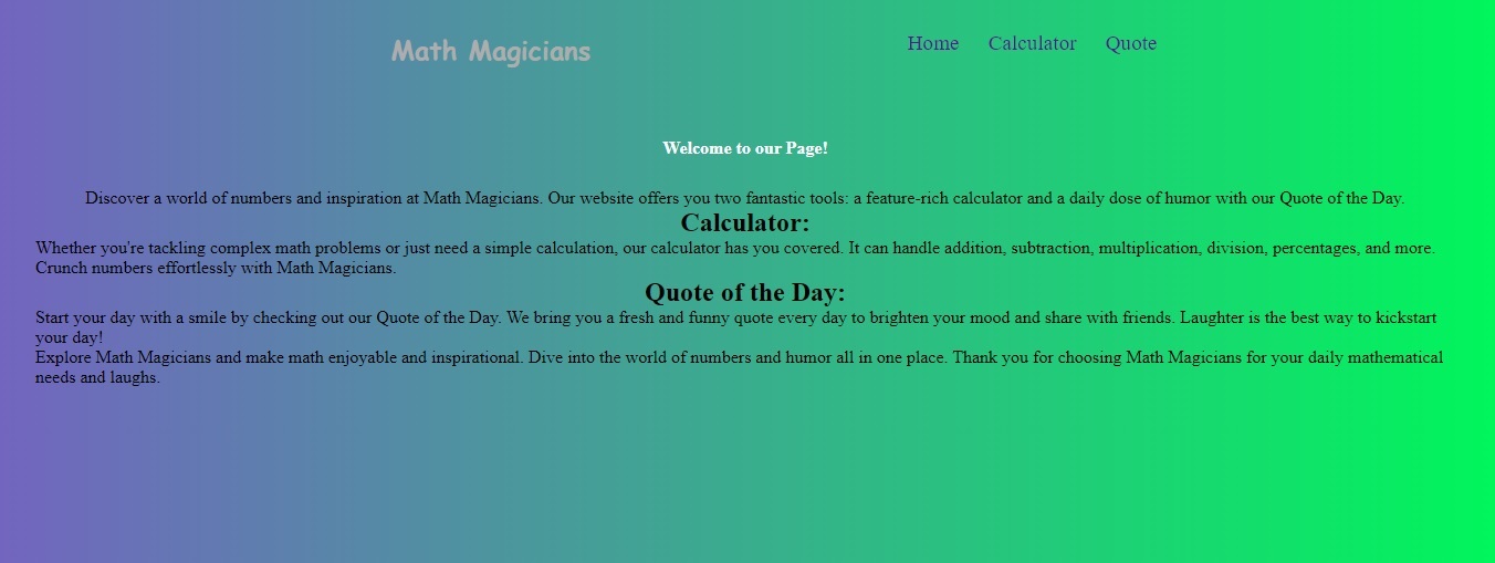 image of math magicians webpage